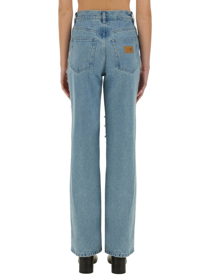 Mm6 By Maison Margiela "Destroyed" Straight Jeans