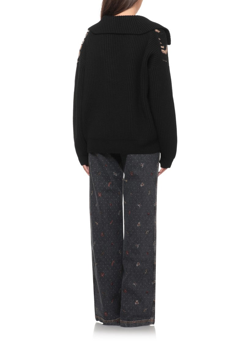 Etro High Neck Wool Sweater With Ornamental Pattern