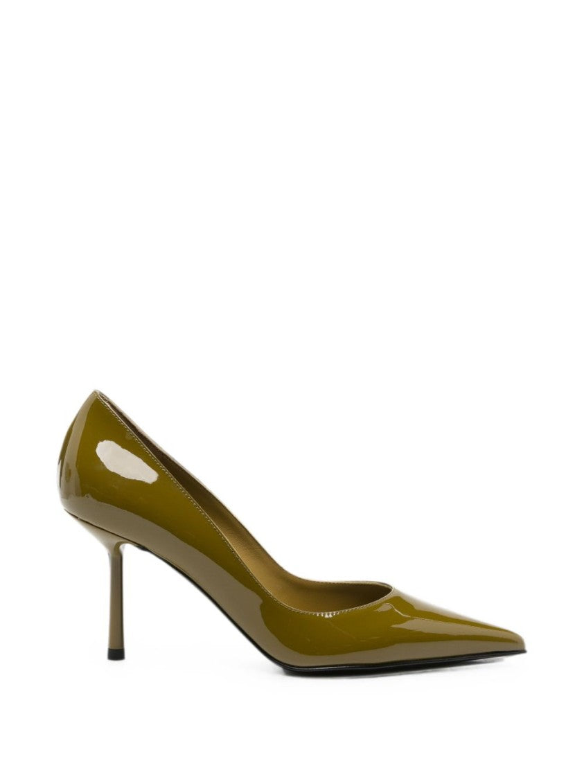 Le Silla Patent Pointed Toe Pumps - Olive Green