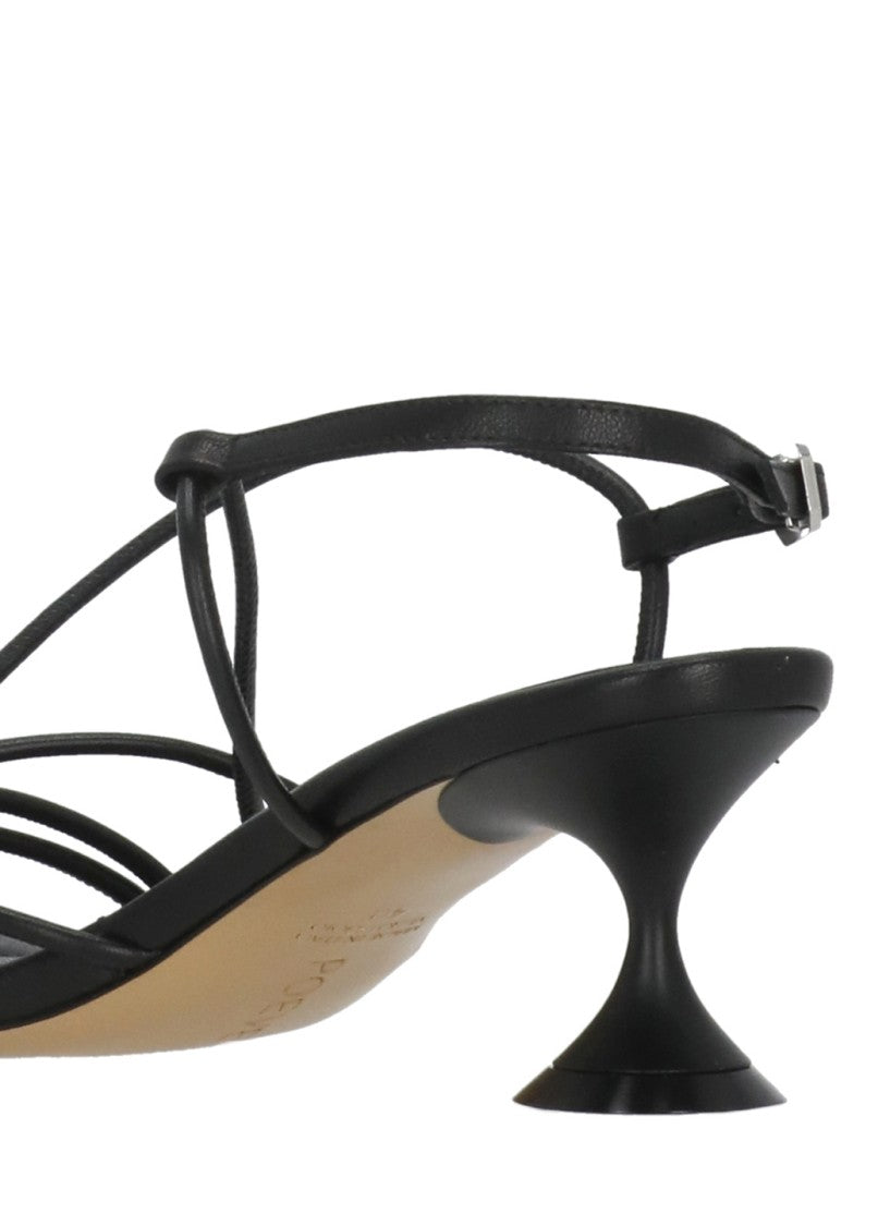 Poeve Black Ankle Strap Leather Sandals