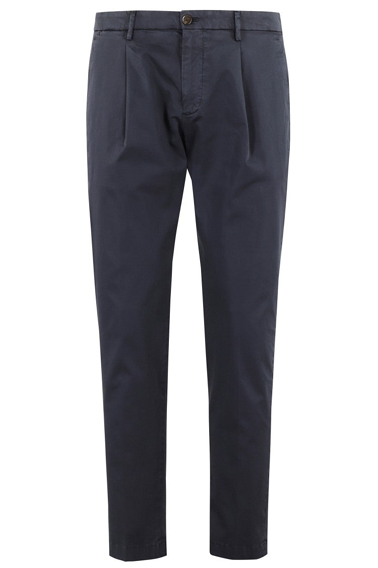 Briglia Tapered Cotton Satin Trousers With Pleats
