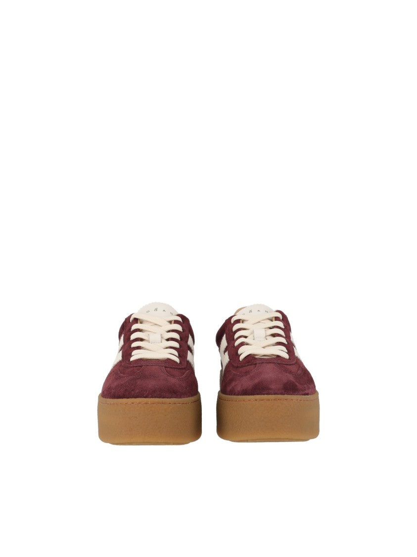 Hogan Burgundy Suede H698 Low-Top Sneakers