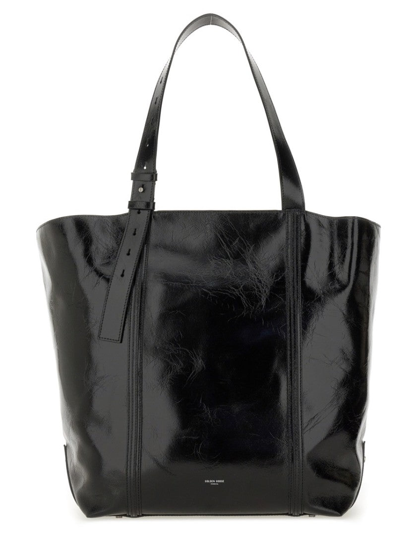 Golden Goose Black Leather Tote With Structured Silhouette