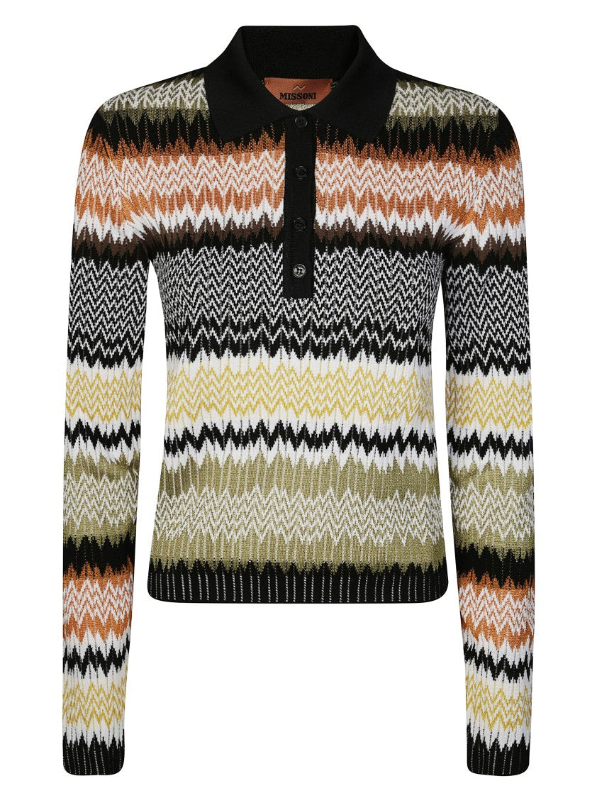 Missoni Zigzag Pattern Polo Sweater