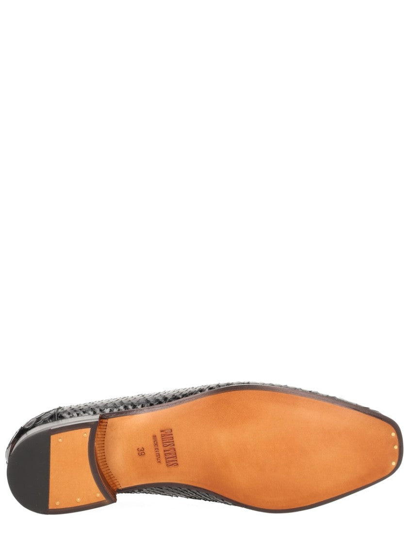 Paris Texas Vincent Pointed Toe Snakeskin Texture Loafers