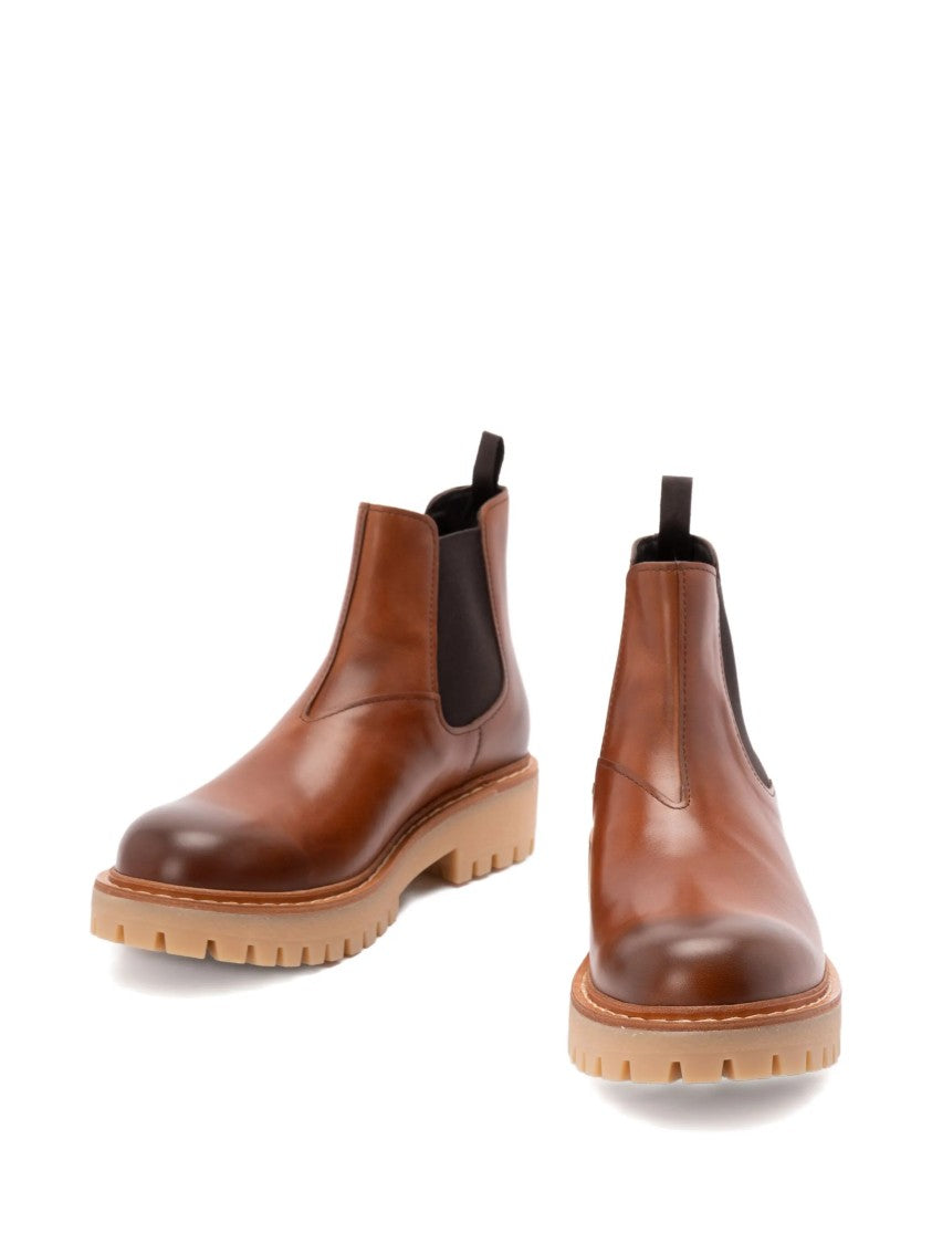 Prada Rich Brown Tronchetti Polished Leather Boots