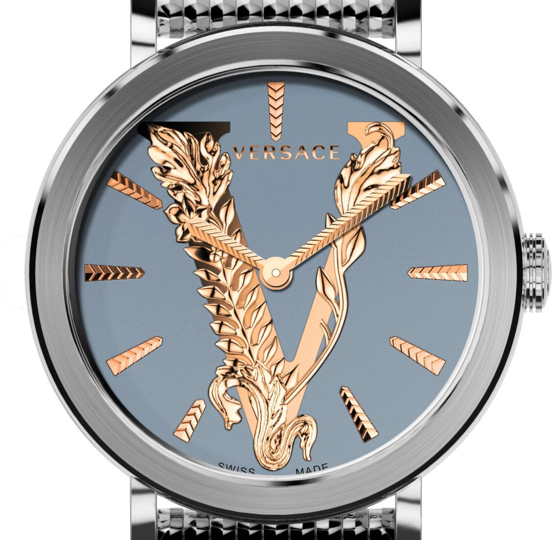 Versace Versace Virtus 36Mm Grey Dial Stainless Steel Watch