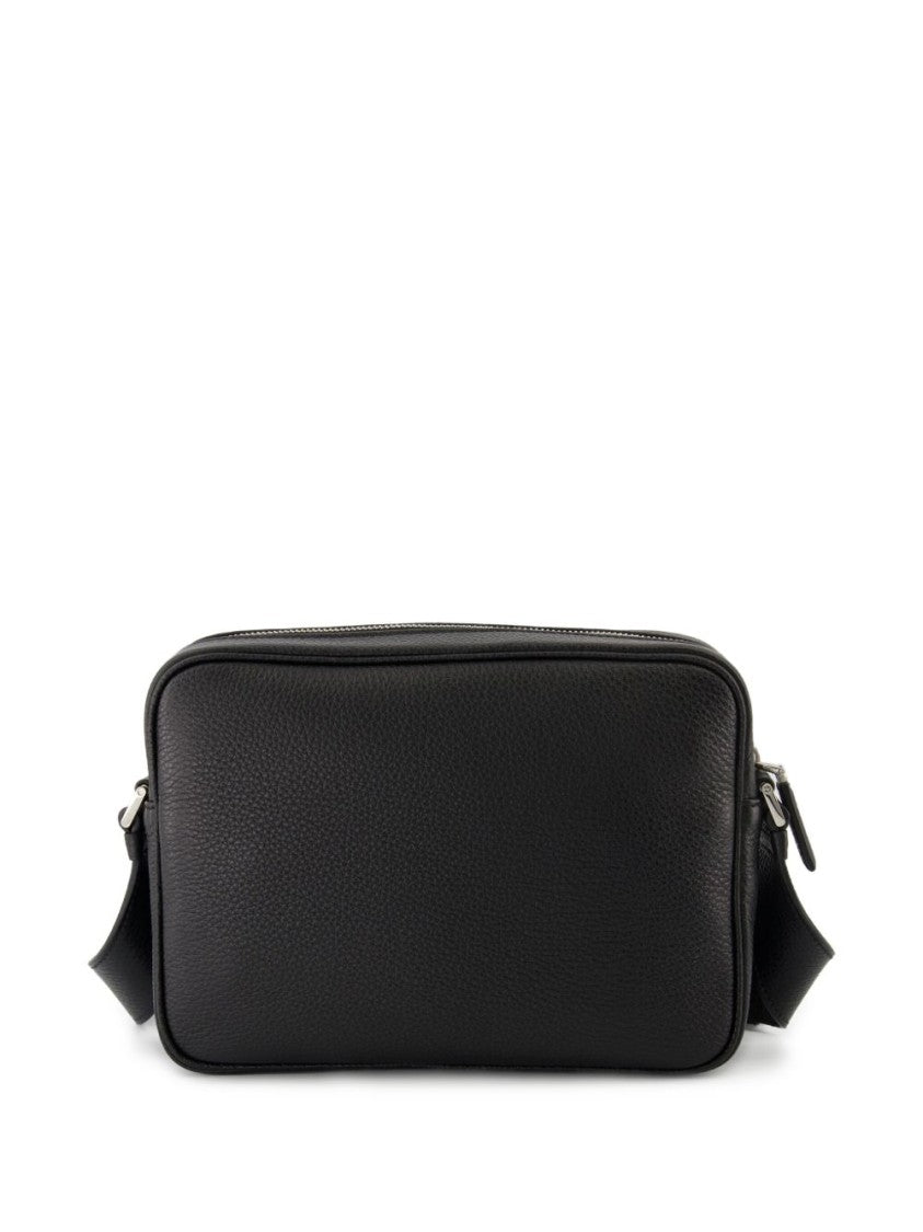 Prada Textured Leather Shoulder Bag With Adjustable Strap And Triangle Logo