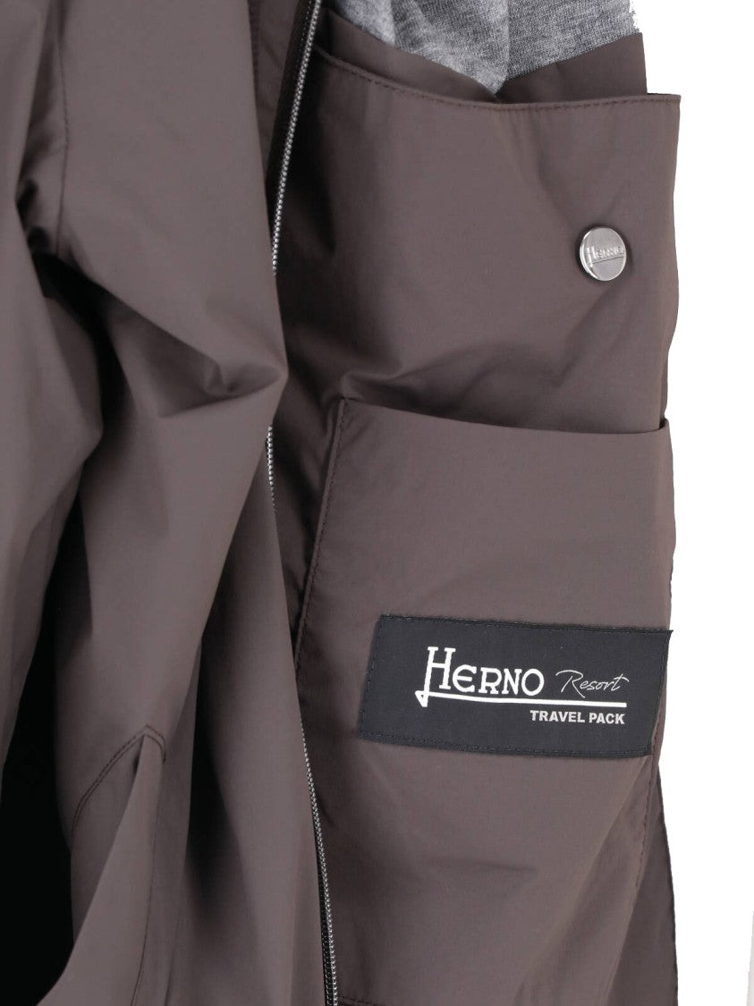 Herno Technical Fabric Hooded Jacket With Adjustable Drawstrings
