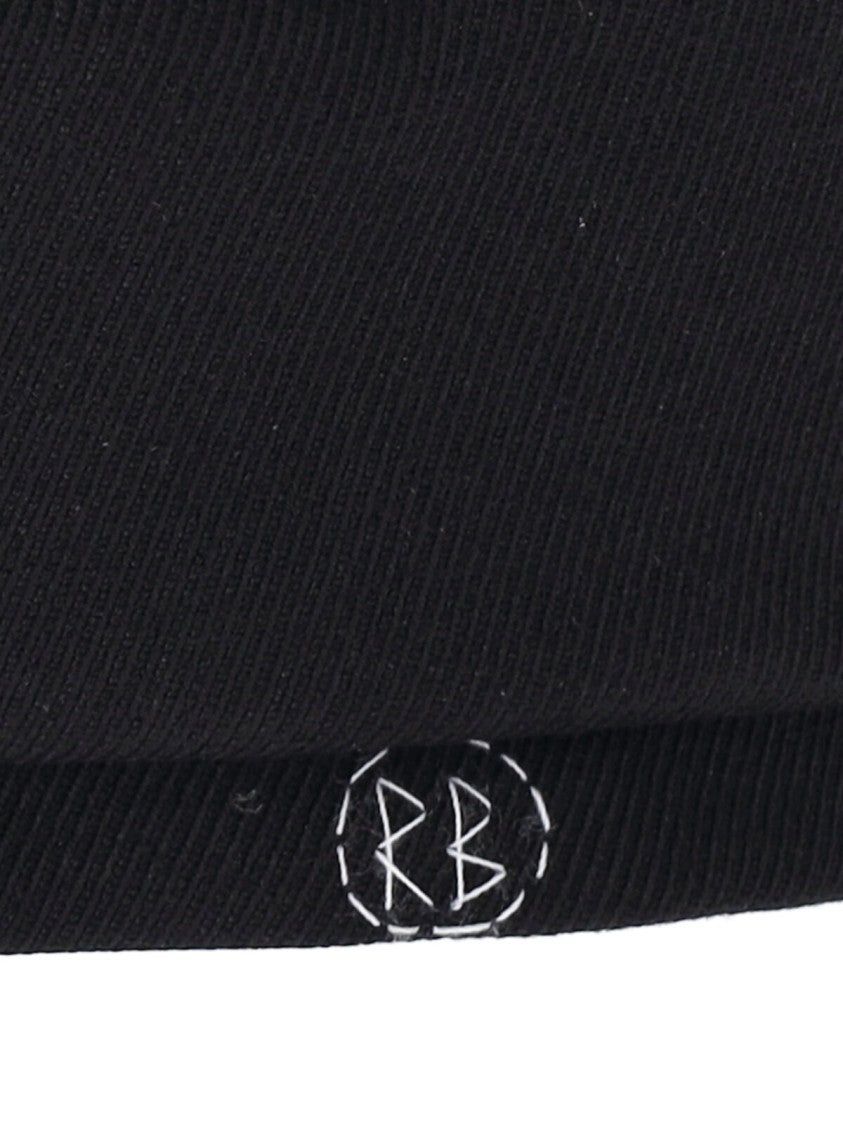 Ruslan Baginskiy Black Wool-Blend Monogram Embroidered Hat