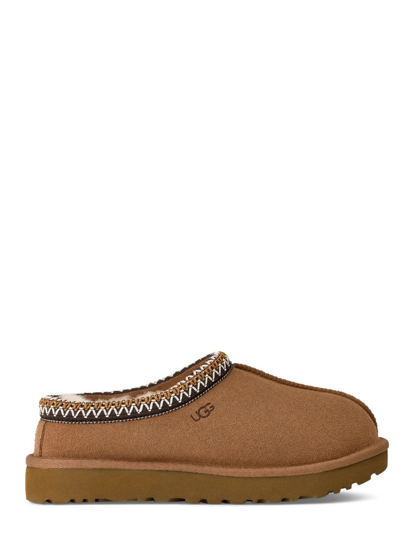 Ugg Suede Mule Flat Shoes With Decorative Zigzag Stitch