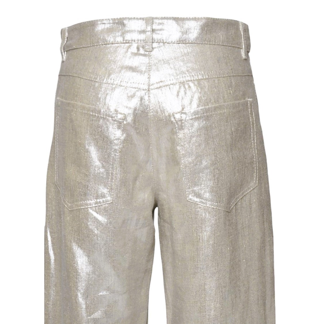 Max Mara Malika Trousers In Gold Laminated Linen
