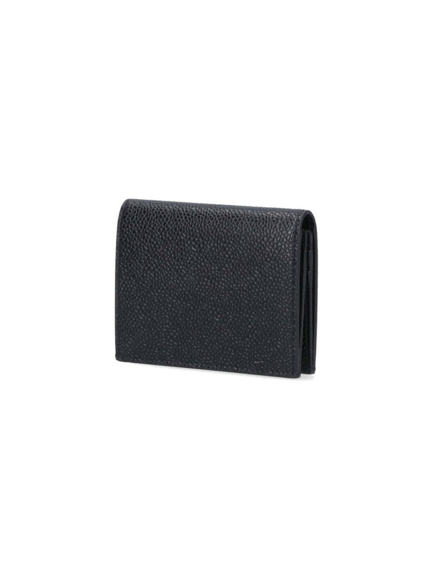 Thom Browne Refined Black Leather Wallet With Tricolor Grosgrain Lining