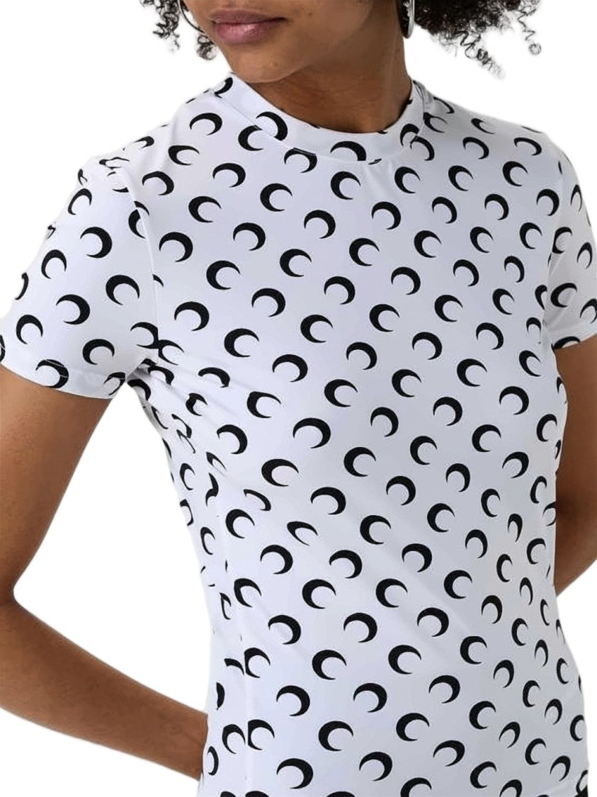 Marine Serre Crescent Moon Print Fitted Jersey Top
