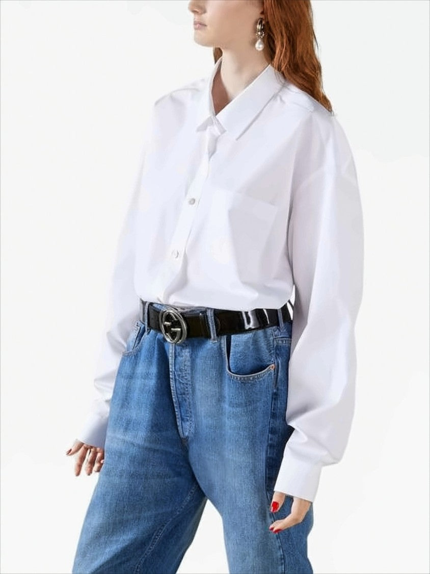 Gucci White Cotton Button-Up Shirt