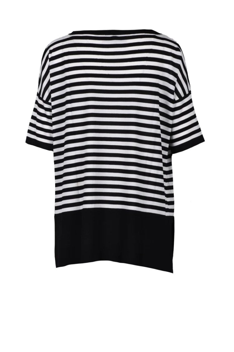 Wild Cashmere Viscose/Polyamide/Silk Knit Top - Black/White