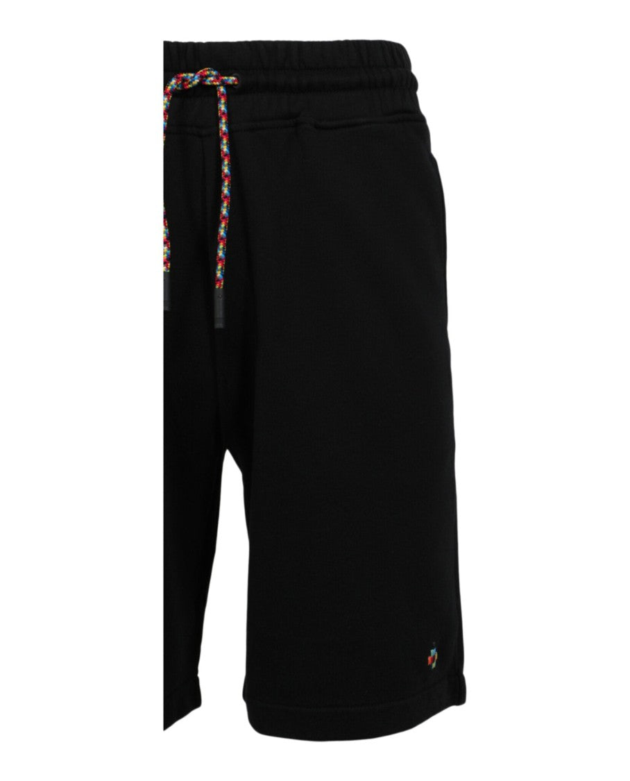 Marcelo Burlon Mid-Rise Black Shorts With Colorful Embroidery And Drawstring