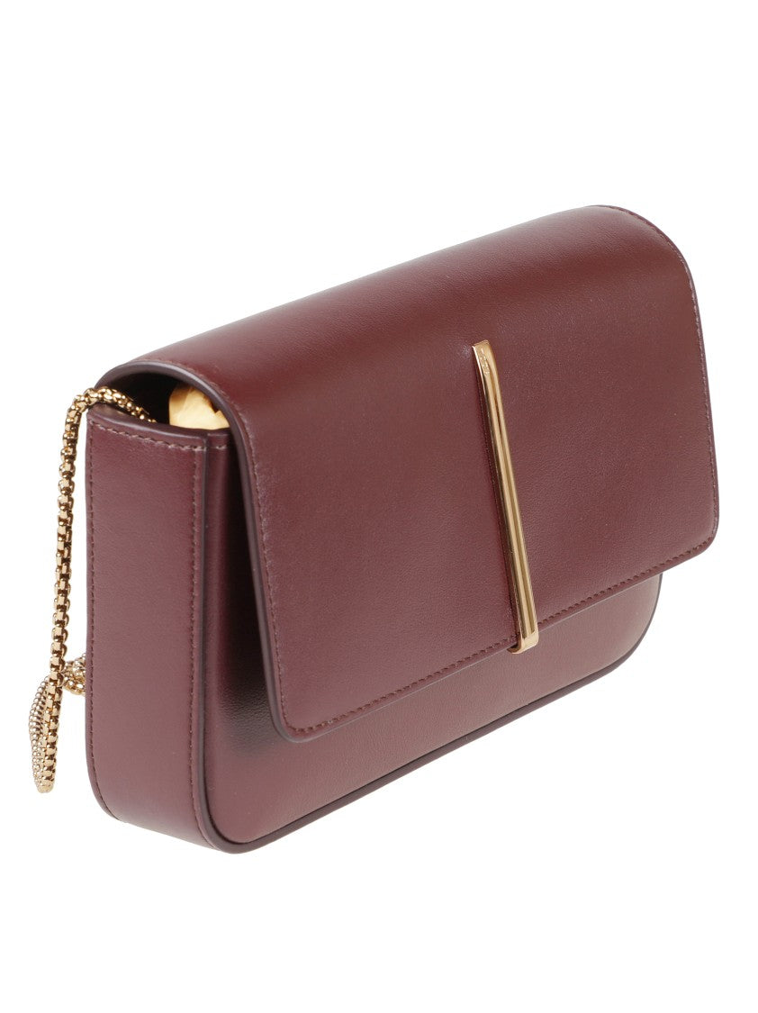 Tod's Rectangular Burgundy Bag With Gold-Tone Bar