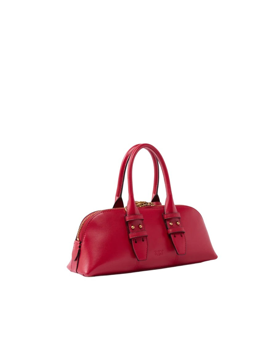 Pinko Red Escape Suede Small Bowling Bag