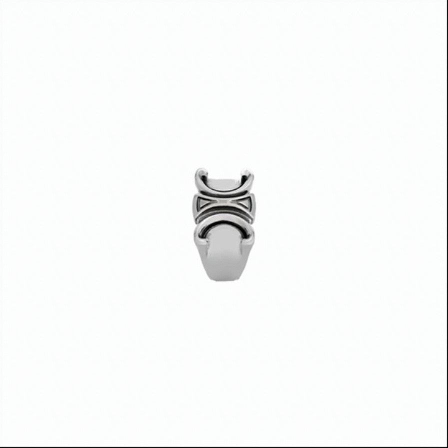 Celine Sculptural Silver-Tone Brass Ring With Engraved Details