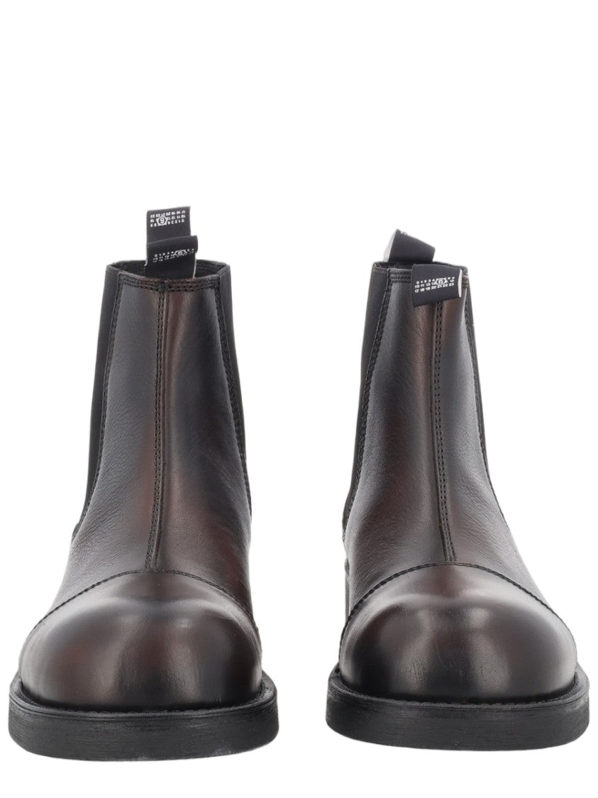 Mm6 By Maison Margiela Brown Polished Leather Slip-On Boots