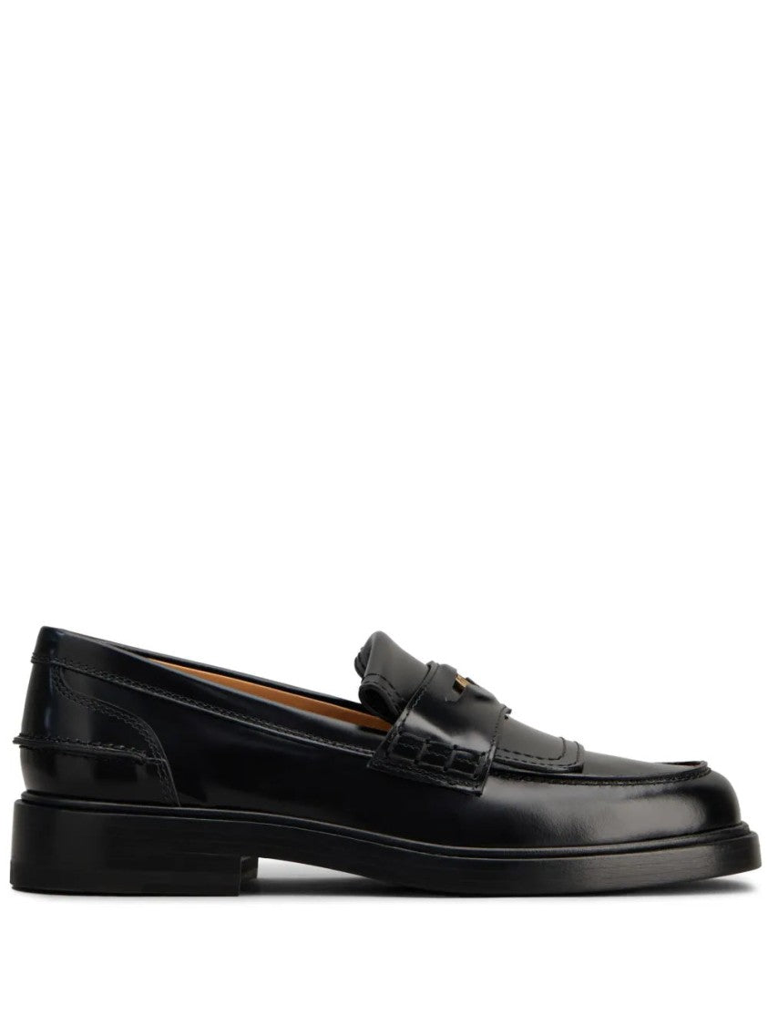 Tod's Black Leather Loafers With Goat Leather Lining