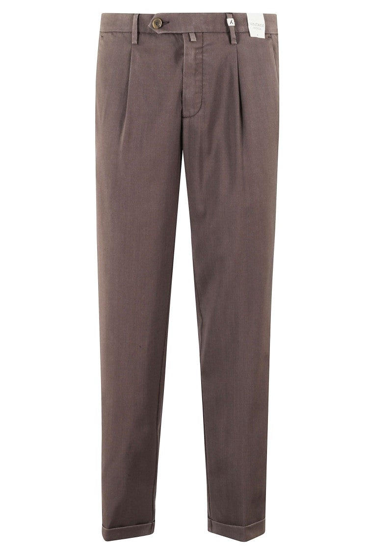 Myths Brown Zeus Turn-Up Waist Loops Wool Trousers