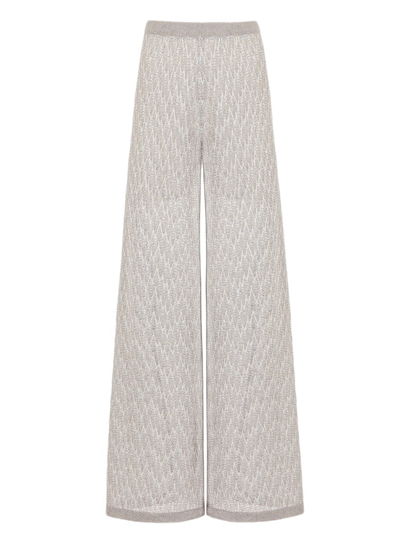 D. Exterior Wide-Leg Trousers With Textured Zigzag Knit Design