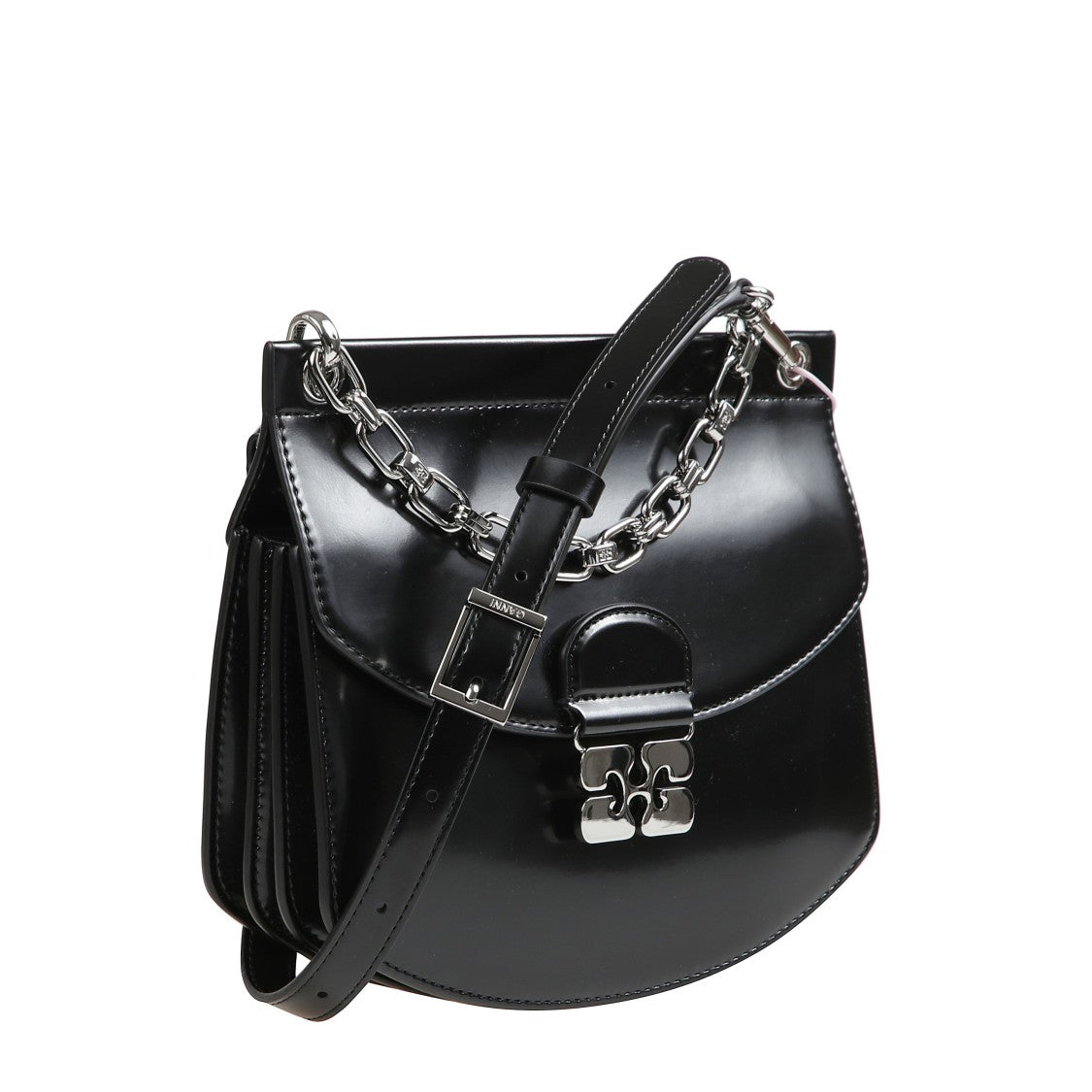 Ganni Compact Neutral Shoulder Bag With Box Shape