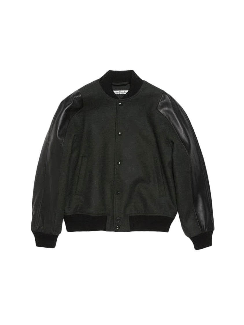 Acne Studios Modern Wool-Blend Bomber Jacket With Lambskin Sleeves