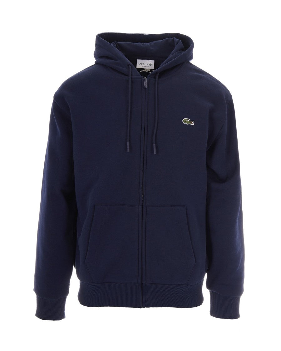 Lacoste Navy Hooded Soft Cotton-Blend Hoodie
