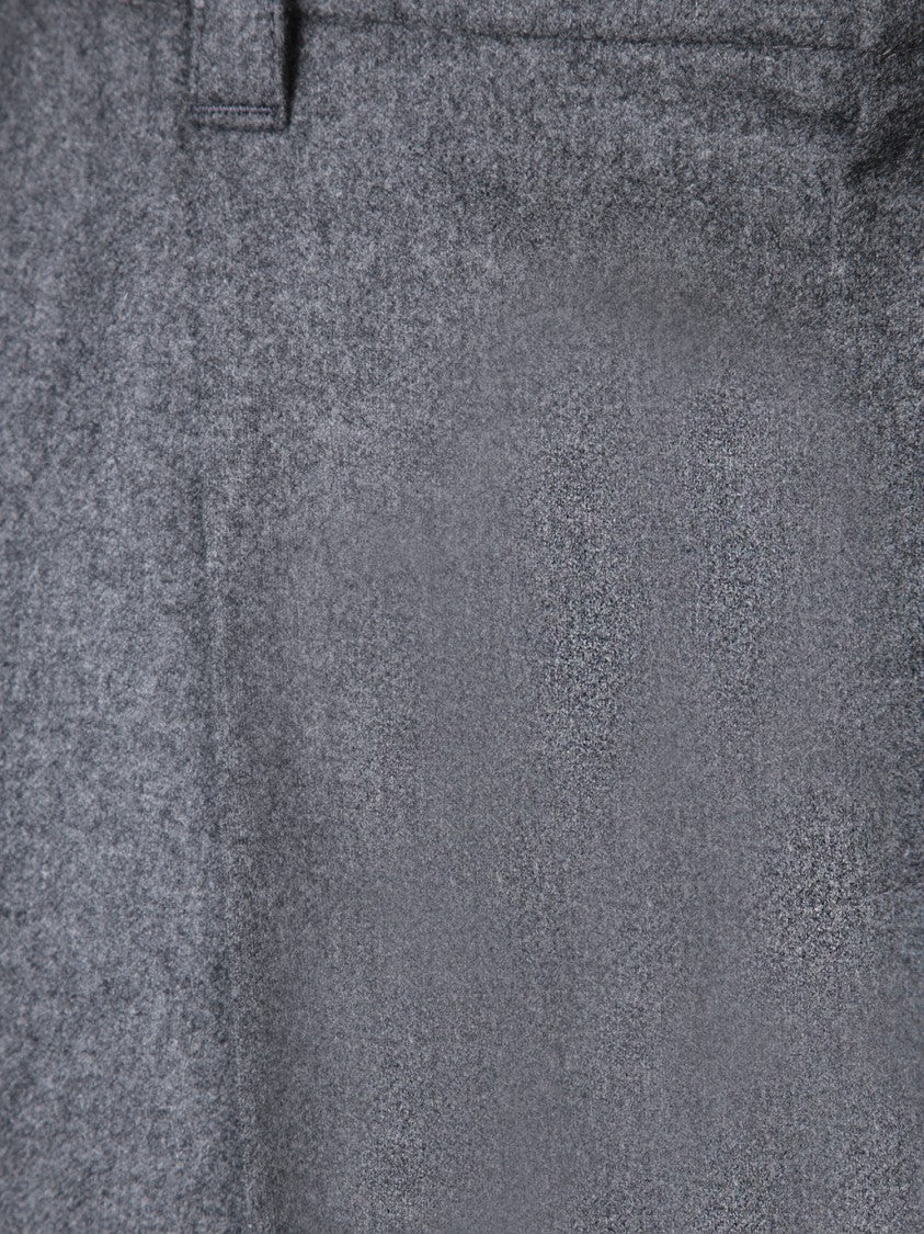 Brunello Cucinelli Grey Wool And Cashmere Blend Wide Trousers