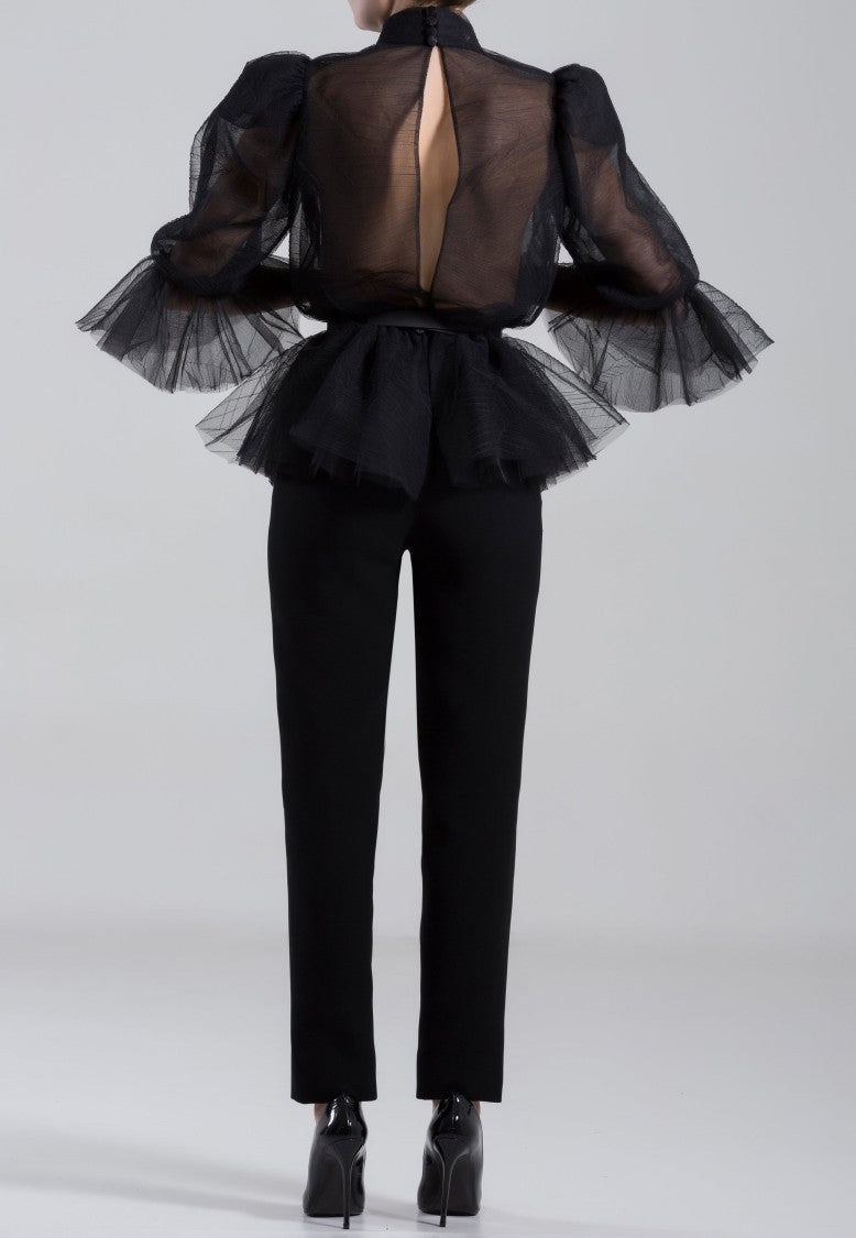 Saiid Kobeisy Ruffled Sheer Tulle Blouse