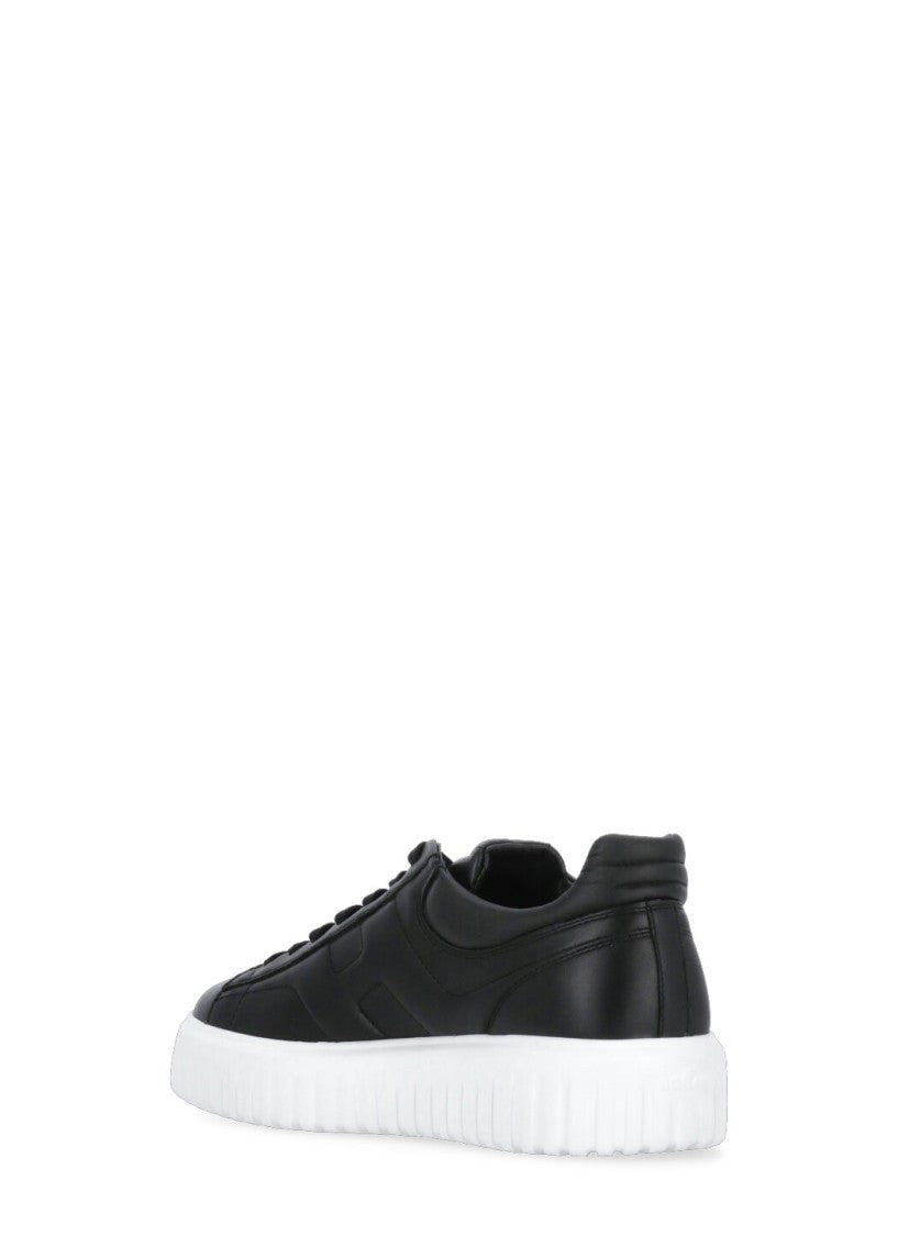 Hogan Black H-Stripes Leather Sneakers
