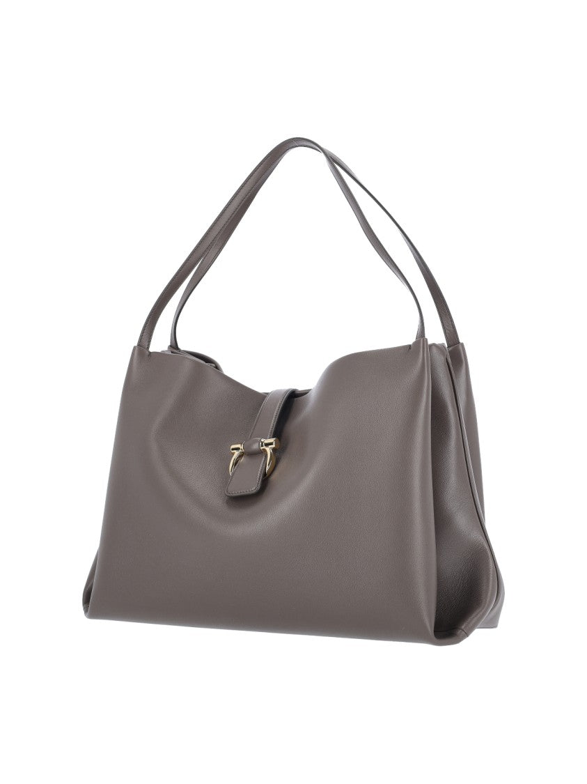 Ferragamo Grey Minimalist Bag With Elegant Structure