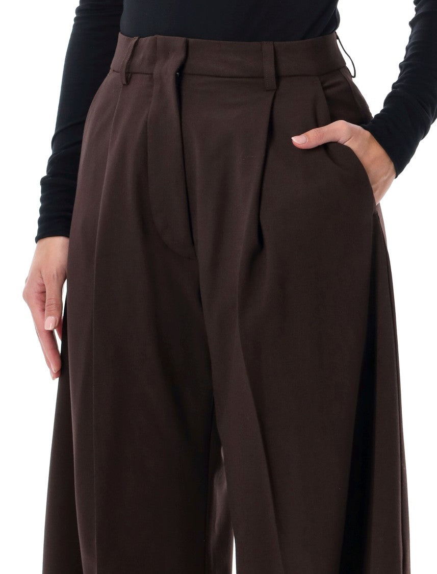 The Latest Brown Billie Wide-Leg Front-Pleat Trousers