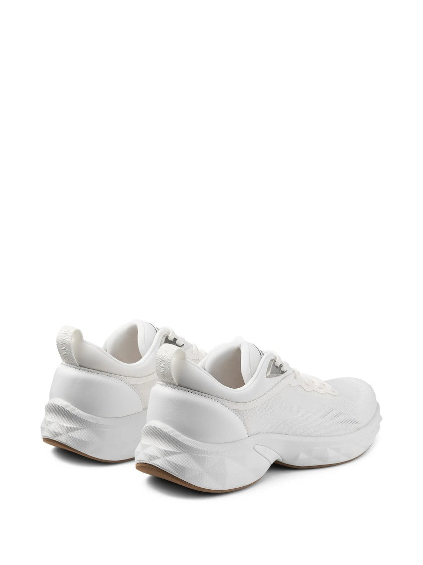 Jimmy Choo White Diamond Sculpted Mesh Sneakers