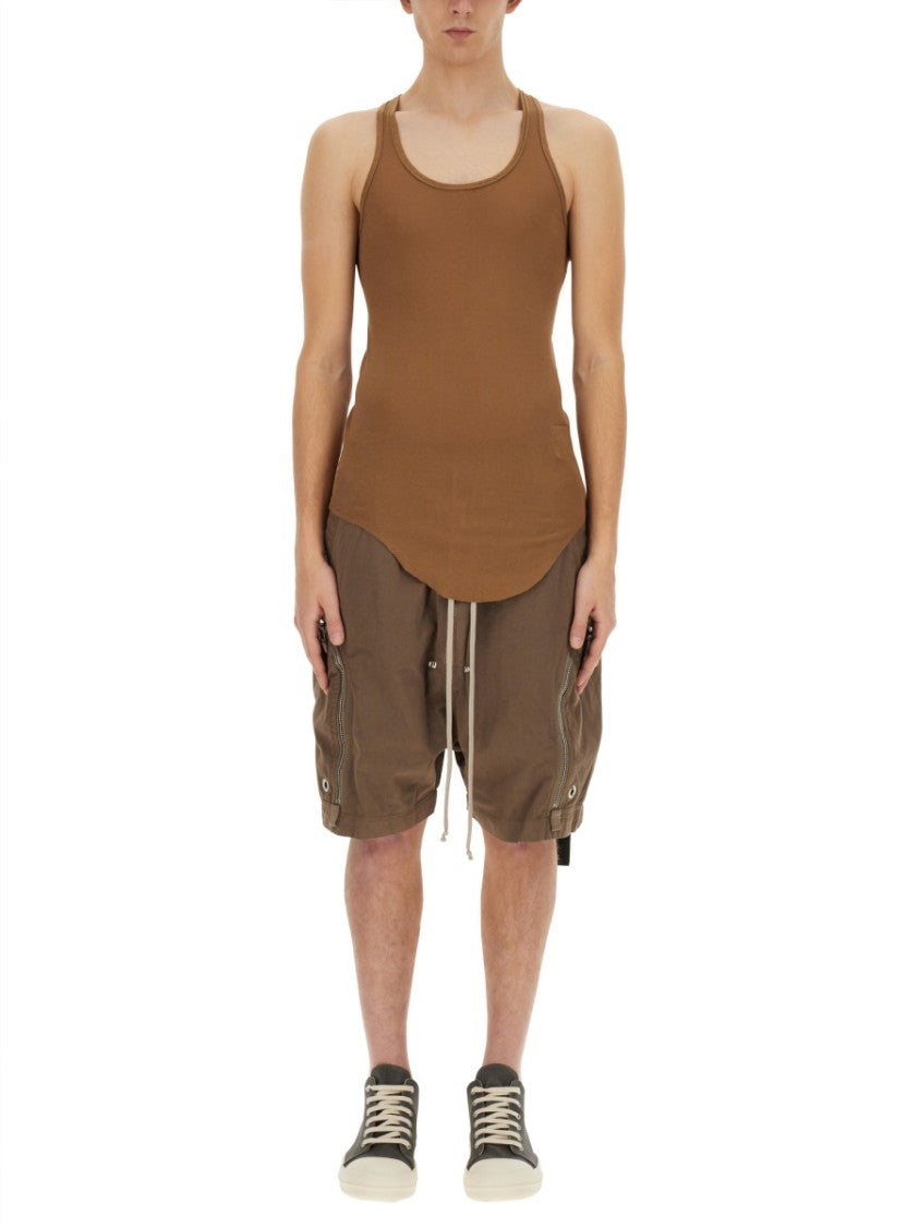 Drkshdw By Rick Owens Slim-Fit Brown Cotton Tank Top