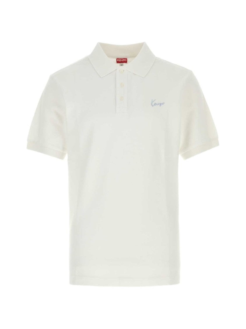 Kenzo White Minimalist Short-Sleeved Polo Shirt