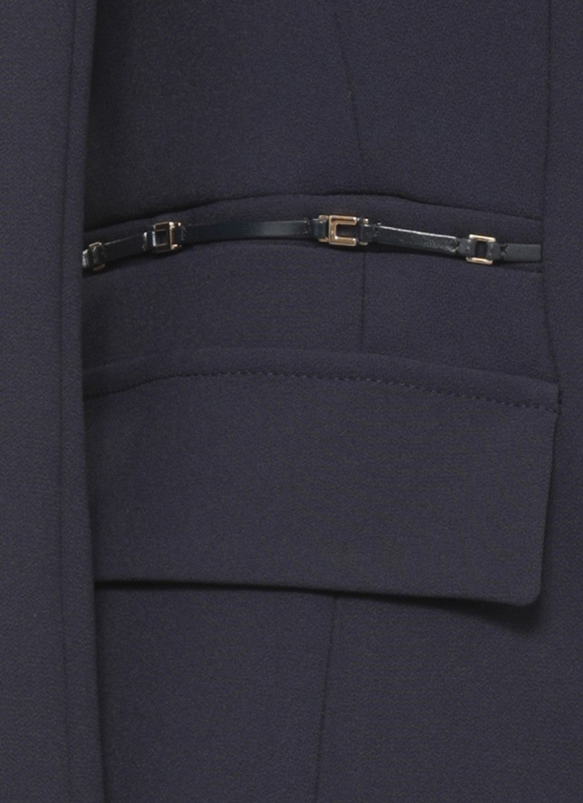 Elisabetta Franchi Structured Tailored Jacket With Padded Shoulders And Gold Embellishments