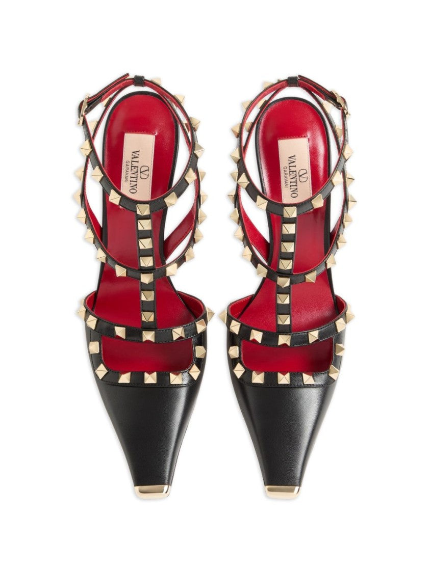 Valentino Garavani Pointed-Toe Pyramid Studs Ankle Buckle Flats