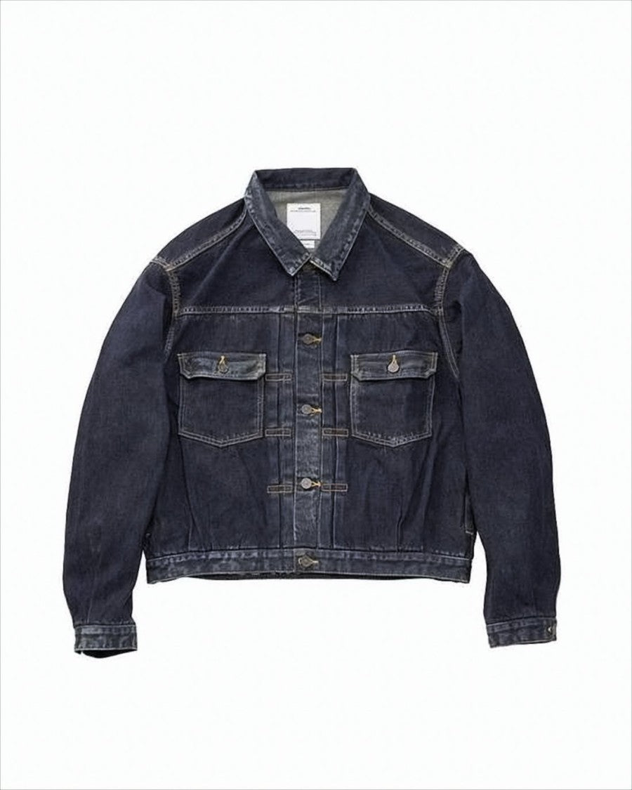 Visvim Structured Indigo Denim Jacket With Button-Up Front