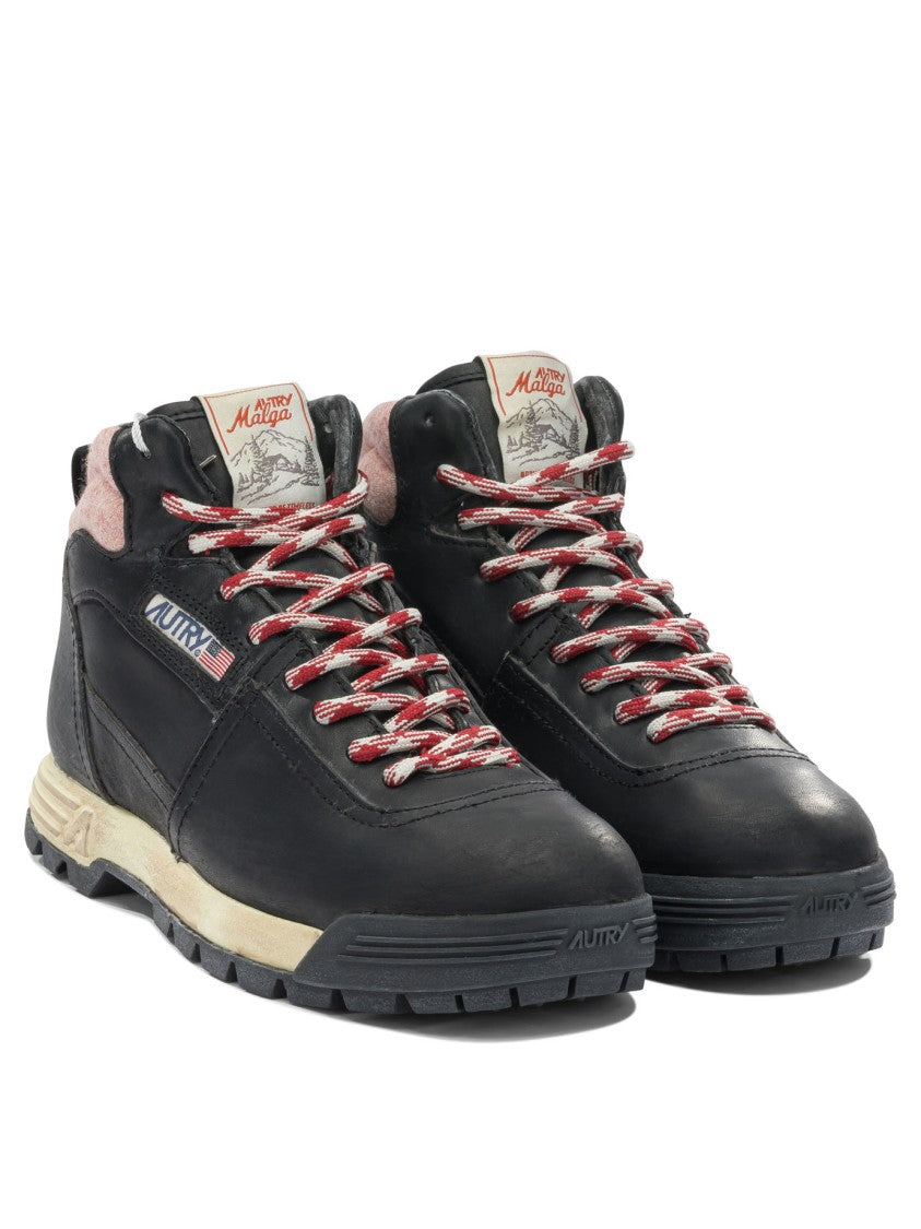 Autry Black Ankle Boots With Padded Collar And Textured Tread