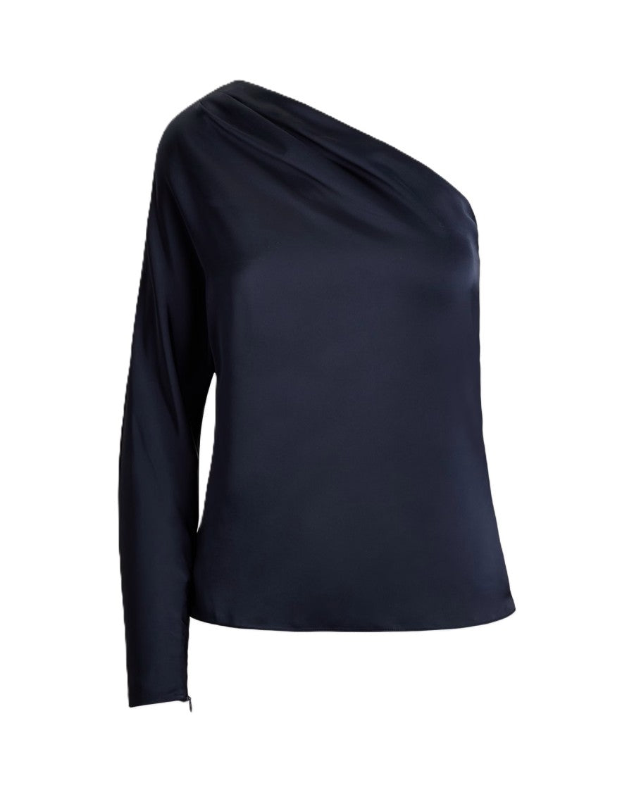 Lauren Ralph Lauren Navy Blue Rachim Recycled Blouse Shirt