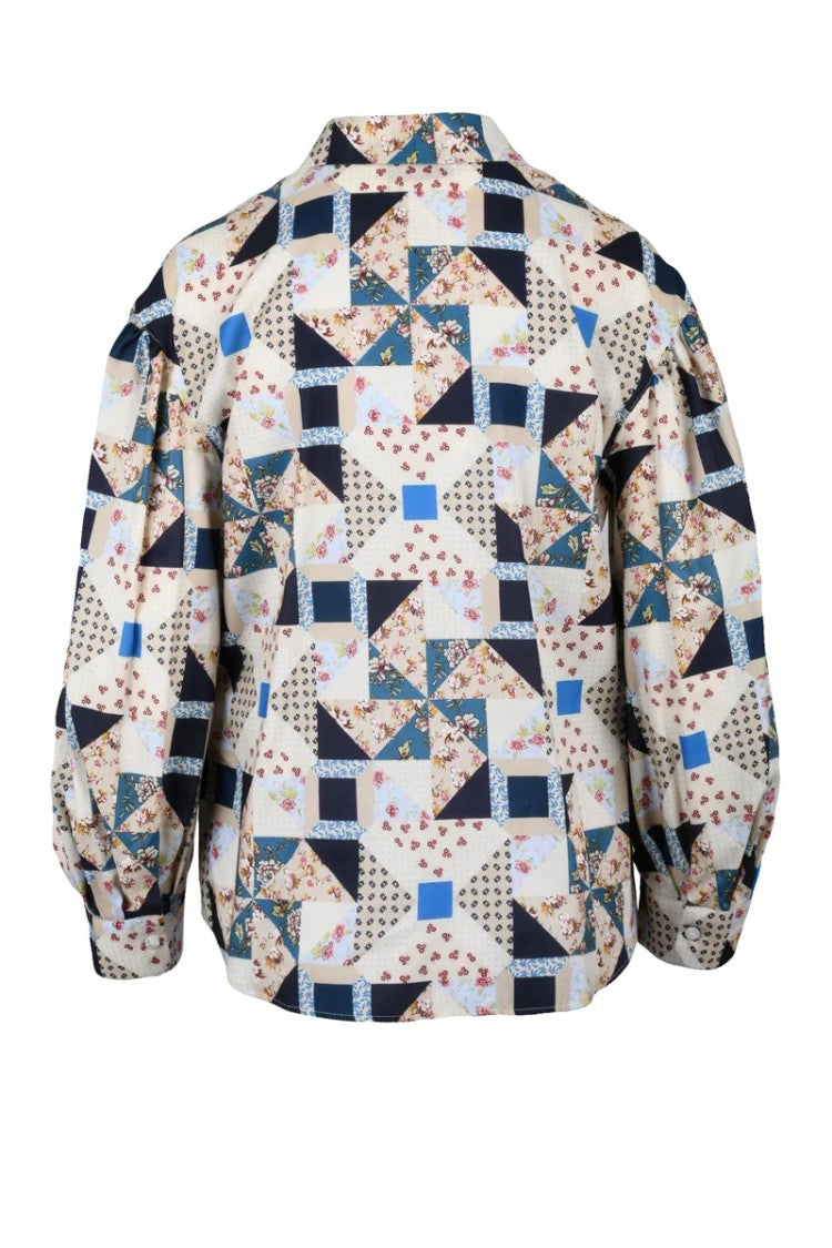 Max Mara Beige/Blue Mescal Cotton Women Shirt