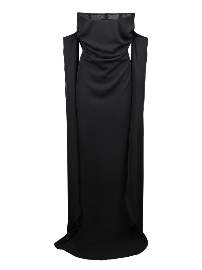 Giuseppe Di Morabito Off-Shoulder Black Dress With Draped Design