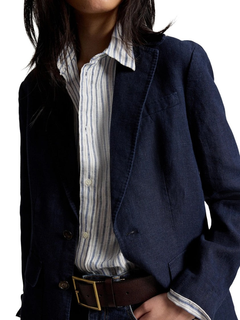 Polo Ralph Lauren Tailored Linen Blazer With Notched Lapel And Flap Pockets