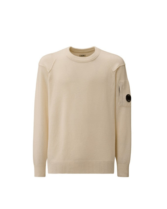 C.P. Company Crewneck Lambswool Sweater With Iconic Lens Detail