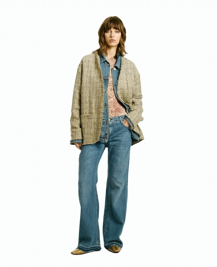 Momonì Fringed Lurex Caban Short Coat