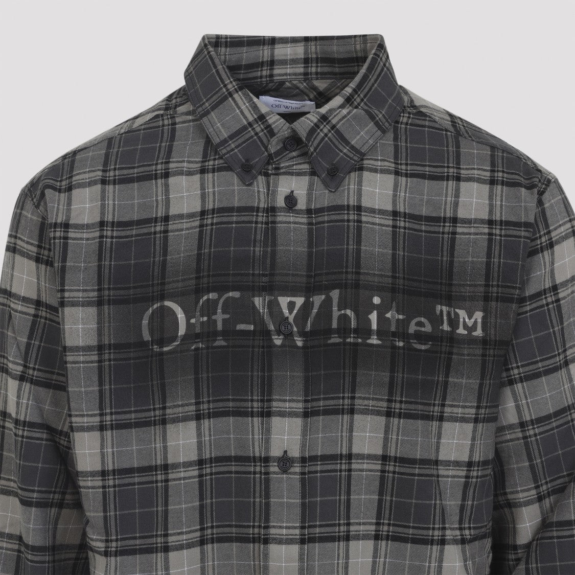 Off-White Dark Grey Cotton Spray Book Check Flan Reg Shirt